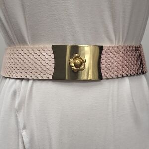 Gold and Pink Floral Buckle Belt